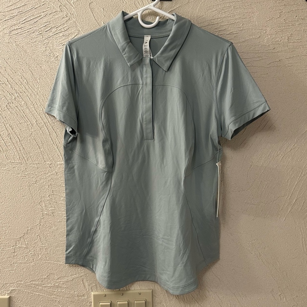 NWT Lululemon Quick-Dry Short Sleeve Polo Shirt in Silver Blue